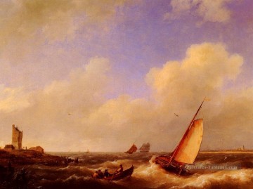 L’Escaut à Flessinghe Hermanus Snr Koekkoek paysage marin bateau Peinture à l'huile